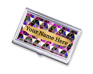 Custom Name decorative credit card case - BUS204A - Main image, front view to show the design details, by terlis designs.