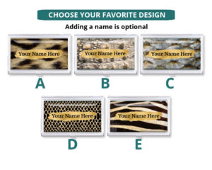 Custom Name metal business card case - BUS447 - Design Choices, front view to show the available design choices.