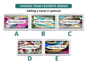Custom Name metal business card holder - BUS194 - Design Choices, front view to show the available design choices.