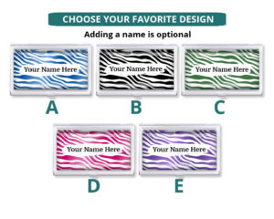 Custom Name metal credit card case - BUS202 - Design Choices, front view to show the available design choices.