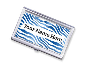 Custom Name metal credit card case - BUS202A - Main image, front view to show the design details, by terlis designs.