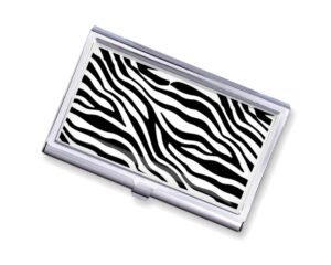 Custom Name metal credit card case - BUS202B - Variation Image, front view to show the design details, by terlis designs.