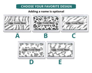 Custom Name metal credit card holder - BUS455 - Design Choices, front view to show the available design choices.