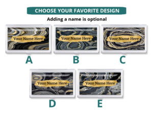 Custom Name personalized business card holder - BUS195 - Design Choices, front view to show the available design choices.