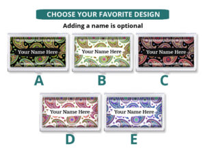 Custom Name personalized credit card holder - BUS465 - Design Choices, front view to show the available design choices.