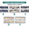 Custom Name pocket business card holder - BUS192 - Design Choices, front view to show the available design choices.