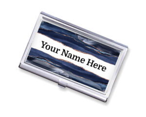 Custom Name pocket business card holder - BUS192A - Main image, front view to show the design details, by terlis designs.