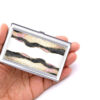 Custom Name pocket business card holder - BUS192B - Hand Shot, laying on a woman's hand to show the size, image by Terlis Designs.