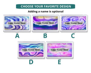 Custom Name pocket credit card case - BUS200 - Design Choices, front view to show the available design choices.