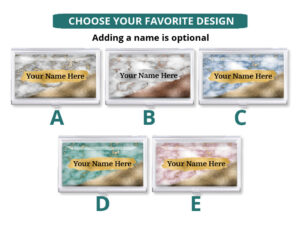 Custom Name silver business card case - BUS427 - Design Choices, front view to show the available design choices.
