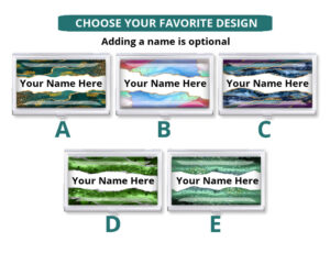 Custom Name silver business card holder - BUS193 - Design Choices, front view to show the available design choices.