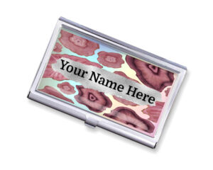 Custom Name silver credit card case - BUS201A - Main image, front view to show the design details, by terlis designs.