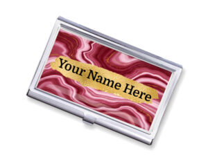 Custom Name travel credit card case - BUS199A - Main image, front view to show the design details, by terlis designs.