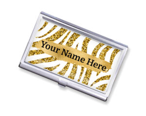 Custom Name travel credit card holder - BUS452A - Main image, front view to show the design details, by terlis designs.