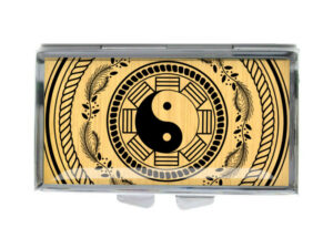 Yin Yang Discreet Pill Container - PILB418B3A - variation image, front view to show the design details, by terlis designs.
