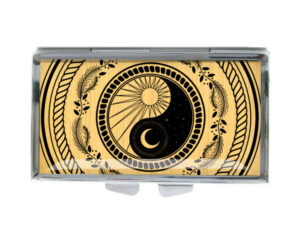 Yin Yang Discreet Pill Container - PILB418B3D - variation image, front view to show the design details, by terlis designs.