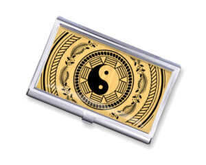 Yin Yang pocket business card case - BUS418B3A - Variation Image, front view to show the design details, by terlis designs.