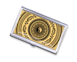 Yin Yang pocket business card case - BUS418B3C - Variation Image, front view to show the design details, by terlis designs.