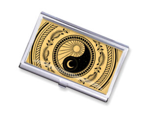 Yin Yang pocket business card case - BUS418B3D - Variation Image, front view to show the design details, by terlis designs.