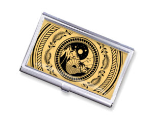 Yin Yang pocket business card case - BUS418B3E - Variation Image, front view to show the design details, by terlis designs.
