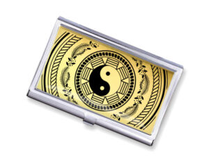 Yin Yang pocket business card case - BUS418G3A - Variation Image, front view to show the design details, by terlis designs.