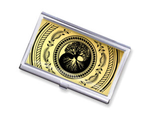 Yin Yang pocket business card case - BUS418G3B - Variation Image, front view to show the design details, by terlis designs.