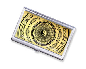 Yin Yang pocket business card case - BUS418G3C - Variation Image, front view to show the design details, by terlis designs.