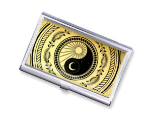 Yin Yang pocket business card case - BUS418G3D - Variation Image, front view to show the design details, by terlis designs.
