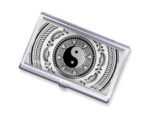 Yin Yang pocket business card case - BUS418S3A - Variation Image, front view to show the design details, by terlis designs.