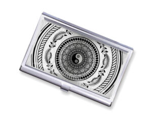 Yin Yang pocket business card case - BUS418S3C - Variation Image, front view to show the design details, by terlis designs.