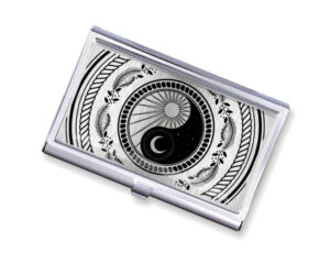 Yin Yang pocket business card case - BUS418S3D - Variation Image, front view to show the design details, by terlis designs.