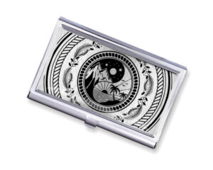 Yin Yang pocket business card case - BUS418S3E - Main Image, front view to show the design details, by terlis designs.