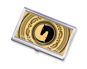 Yin Yang stainless steel business card case - BUS418B1C - Variation Image, front view to show the design details, by terlis designs.