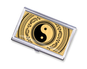 Yin Yang travel business card case - BUS418B2D - Variation Image, front view to show the design details, by terlis designs.