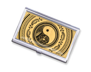 Yin Yang travel business card case - BUS418B2E - Variation Image, front view to show the design details, by terlis designs.