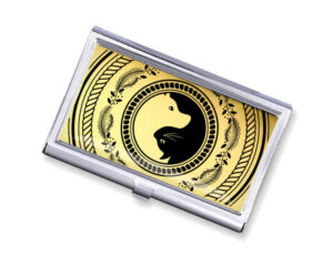 Yin Yang travel business card case - BUS418G2B - Variation Image, front view to show the design details, by terlis designs.