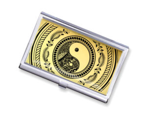 Yin Yang travel business card case - BUS418G2E - Variation Image, front view to show the design details, by terlis designs.