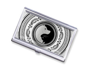 Yin Yang travel business card case - BUS418S2B - Variation Image, front view to show the design details, by terlis designs.