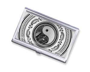 Yin Yang travel business card case - BUS418S2E - Variation Image, front view to show the design details, by terlis designs.