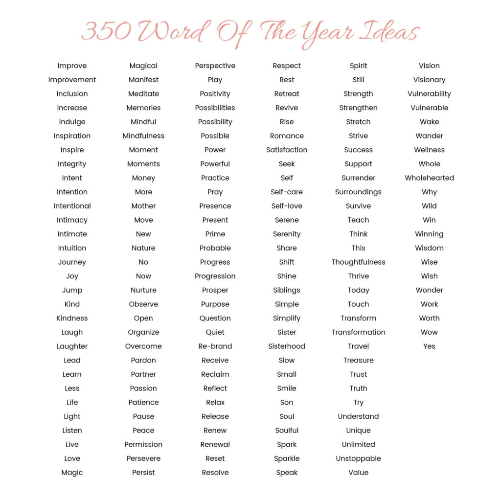 350 Word of the Year Ideas - Part 2