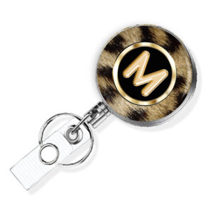 Animal Print retractable badge reel - BADR447A - Main Image front view to show the design details. Created by Terlis Designs.