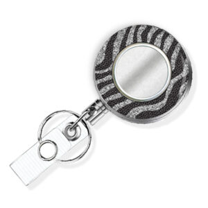 Black Silver Glitter employee badge reel - BADR454A - Variation Image, showing The Design(s) You Can Choose From. Created By Terlis Designs.