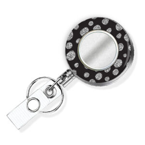 Black Silver Glitter employee badge reel - BADR454E - Variation Image, showing The Design(s) You Can Choose From. Created By Terlis Designs.