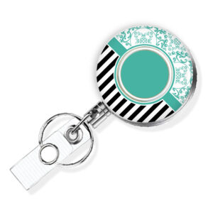 Black Striped retractable badge reel - BADR471A - Variation Image, showing The Design(s) You Can Choose From. Created By Terlis Designs.