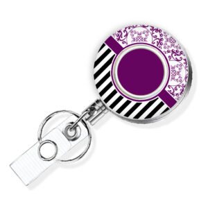 Black Striped retractable badge reel - BADR471B - Variation Image, showing The Design(s) You Can Choose From. Created By Terlis Designs.