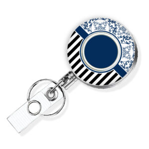 Black Striped retractable badge reel - BADR471D - Variation Image, showing The Design(s) You Can Choose From. Created By Terlis Designs.