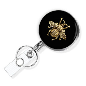 Bumble Bee retractable badge reel - BADR406BLK - Main Image front view to show the design details. Created by Terlis Designs.