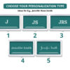 Business Card Case Personalization Types centered, showing the different ways you can make your design custom.