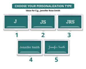 Business Card Case Personalization Types centered, showing the different ways you can make your design custom.