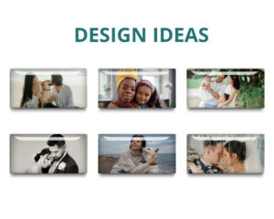 Custom photo personalization ideas, family with a dog, mom and daughter, wedding images etc...